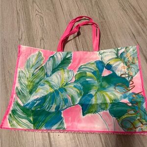 Lilly Pulitzer Hot Pink Tropical Leaf Tote